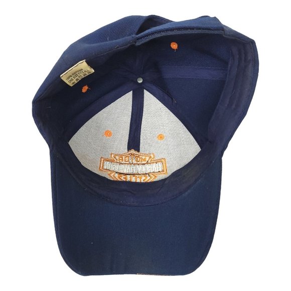 Harley Davidson Strapback Cap Biker Trucker Baseball Hat Blue Orange Flames - Picture 4 of 12